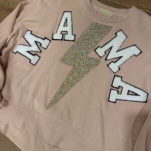 Judith March oversized Mama Sweatshirt with Gold Lightning Bolt